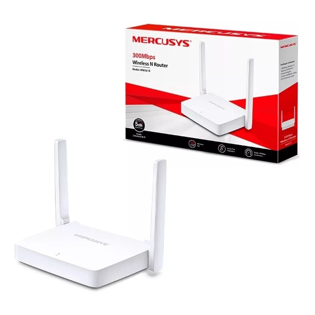 Roteador Duas Antenas Mercusys 300 Mbps MW301R IPV6 Amplo Alcance 5 Dbi