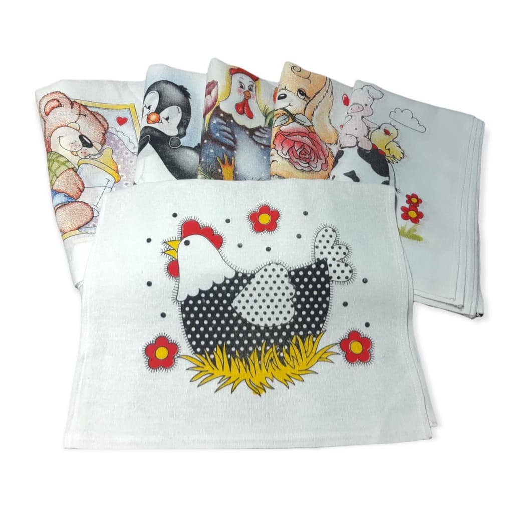 Pano de Prato Superior Estampado - Kit com 10 e 20 un / Grande com Bainha Estampado