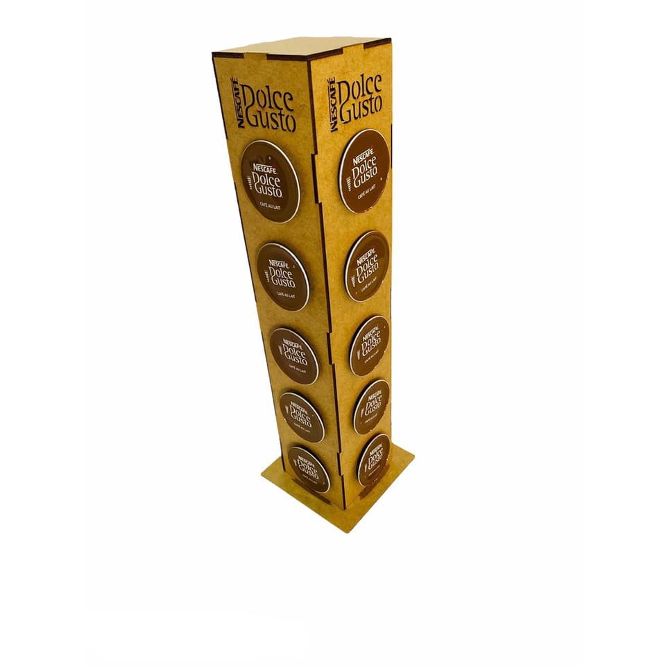 Novo Suporte Torre Porta Cápsulas Suporte Dolce Gusto Em Mdf Cru