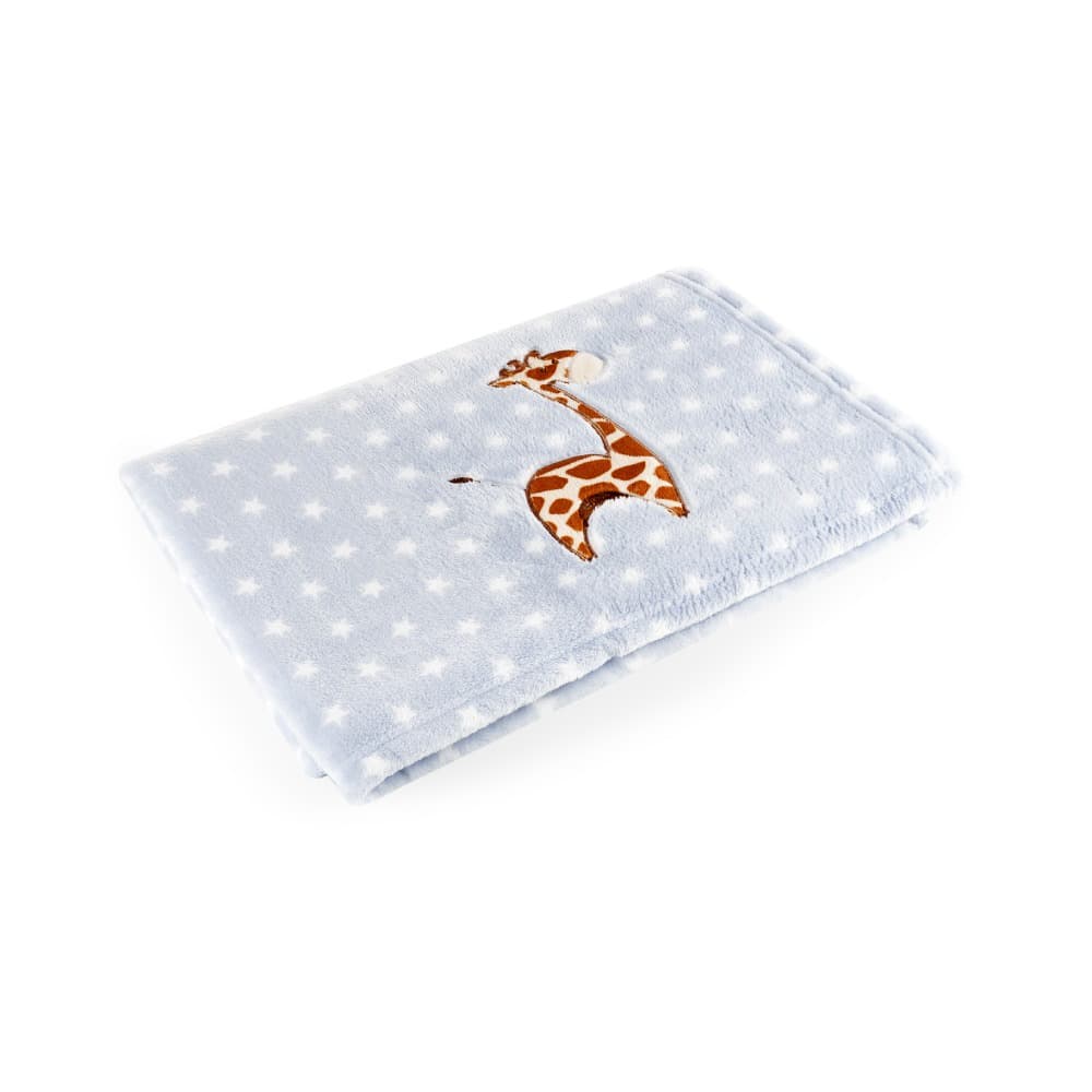 Manta Microfibra Infantil Lisa Bebe Azul Girafa Baby Pil
