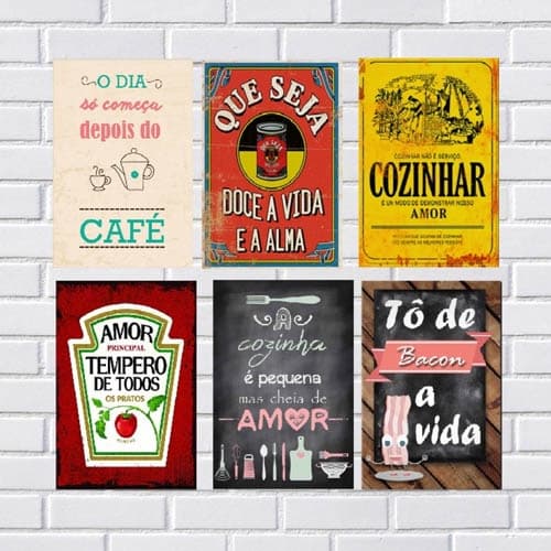 Quadro Decorativo kit com  Placas decorativas cozinha em mdf