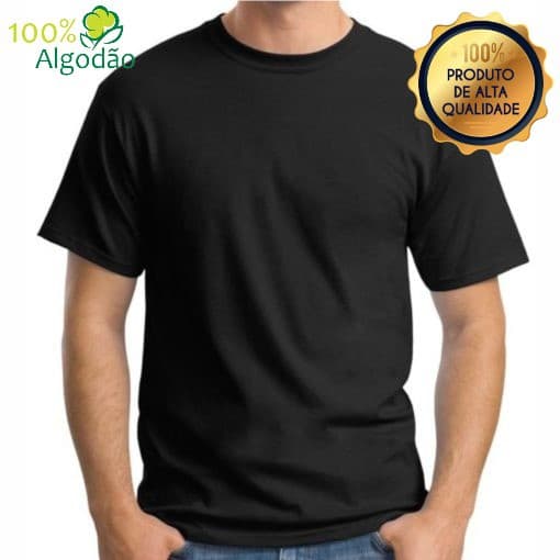 Camisa Masculina Básica 100% Algodão Camiseta Lisa  Costura Reforçada
