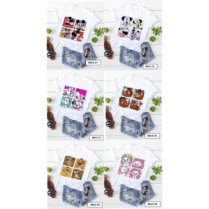 Camisa Baby Look Estampas Femininas Moda Jovem PCKG 10