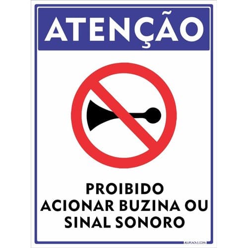 2 Placas Atenção Proibido Acionar Buzina 20x30cm Alumínio
