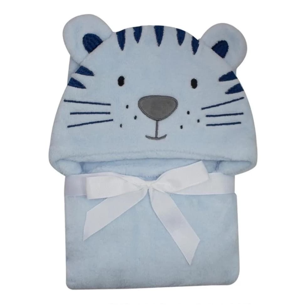 Manta Cobertor Com Capuz Camesa Tigre Azul
