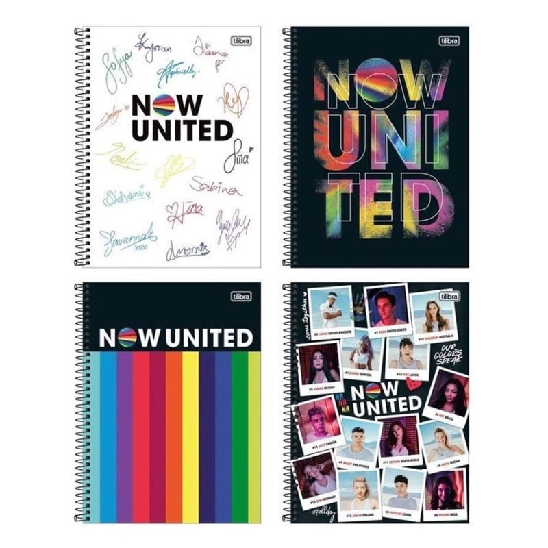 Caderno Espiral Capa Dura Universitário 10 Matérias Now United 160 Folhas