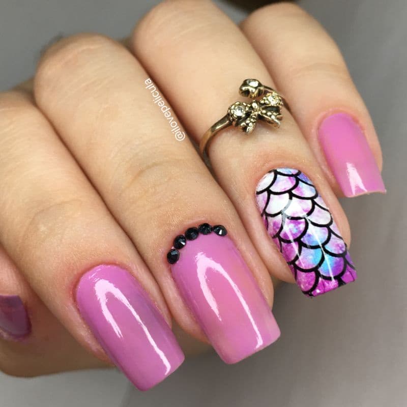 Película de unha escama de sereia cartela com 12 adesivos DVS - 091  Adesivos,películas,unhas,nails art,unhas decoradas