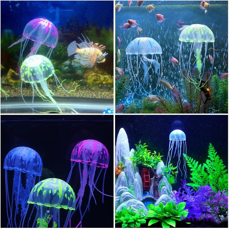 Água-Viva Artificial Para Decoração De Aquário/Tanque De Peixe/Submarino/Ornamento Luminoso/1pç