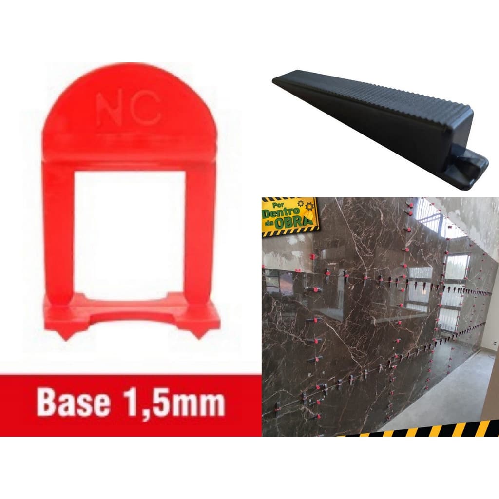 Nivelador De Piso Porcelanato Espaçador 3500 Clips 1,5mm+400 Cunhas