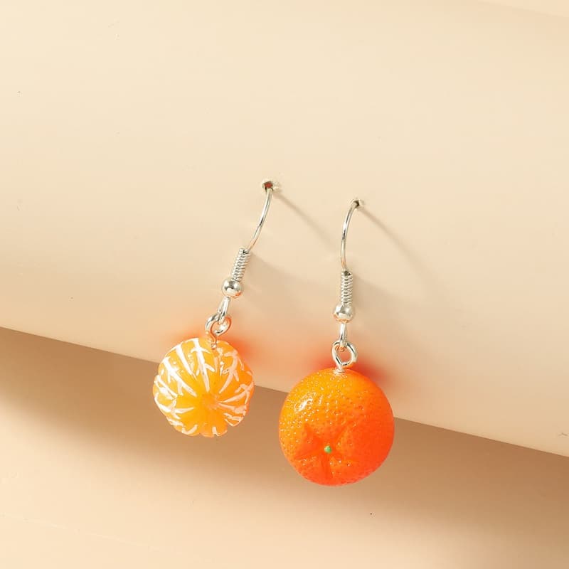 YOIOI 1 Par De Brincos Criativos Para Meninas , De Resina Laranja Descascados , Frutas