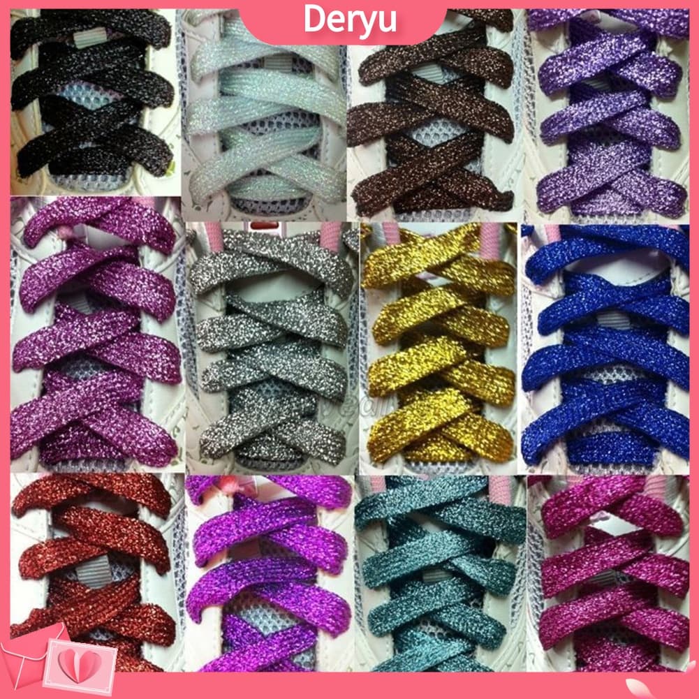 [Deryu]Cadarços De Tecido Com Glitter Colorido De 110cm