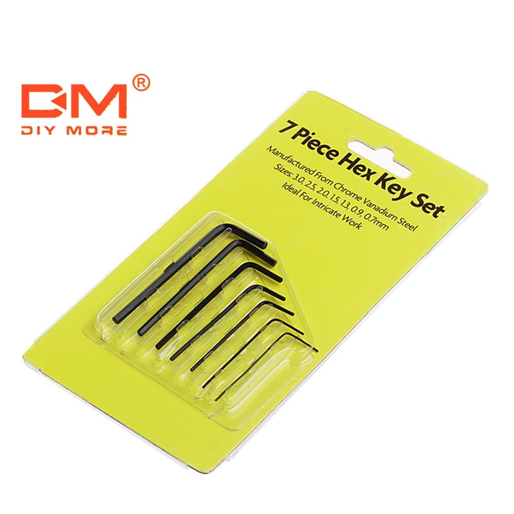 Diymore | 7 Pçs / Set 0.7mm - 3mm Mini Micro Hex Hex Hex Chave Allen Wrench Set Chave De Fenda Kit De Ferramentas
