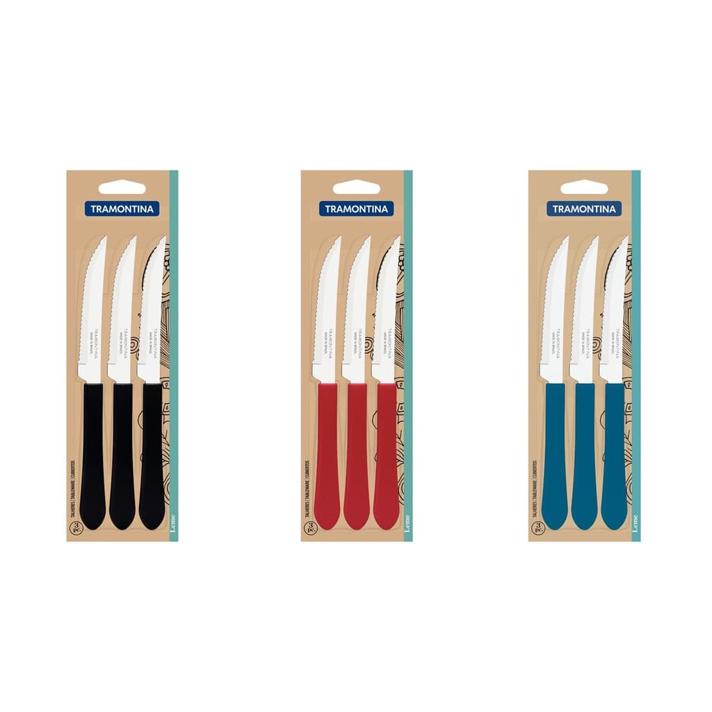Conjunto 3 Facas Leme Aço Inox Tramontina