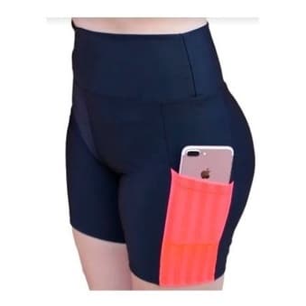 Short Academia  Com Bolso/celular Legging Fitness Shortinho bermuda meia coxa ALTA QUALIDADE moda feminina moda fitnes bermudas feminina