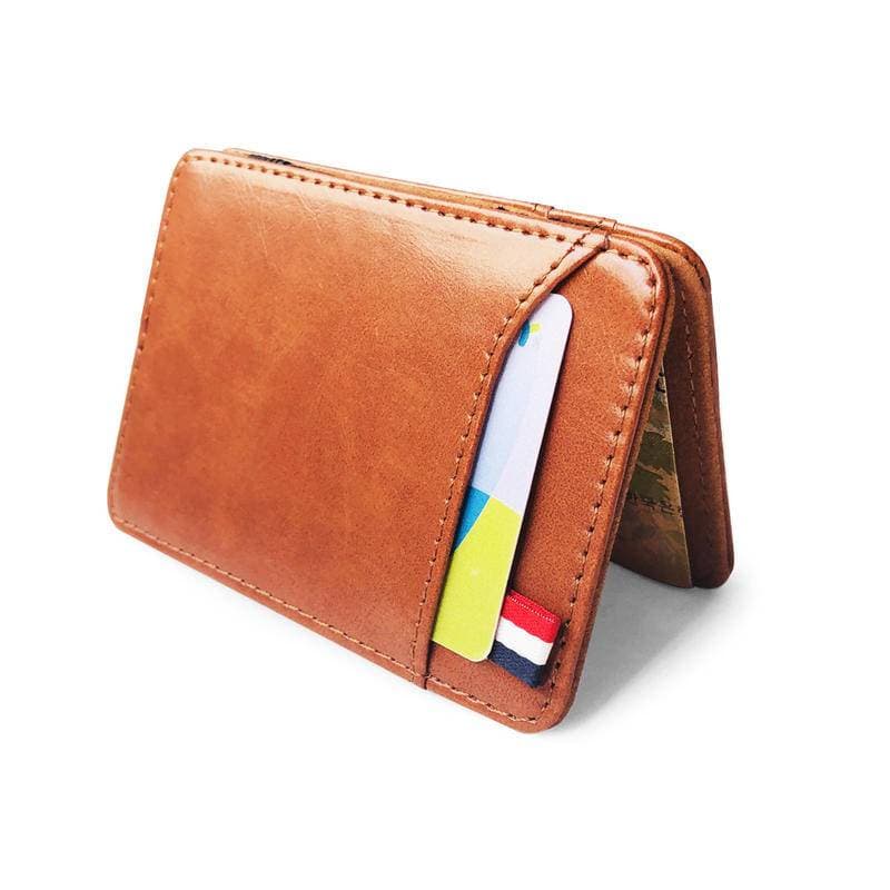 Carteira mágica de couro ultrafino/porta-cartão de crédito masculino de design de moda