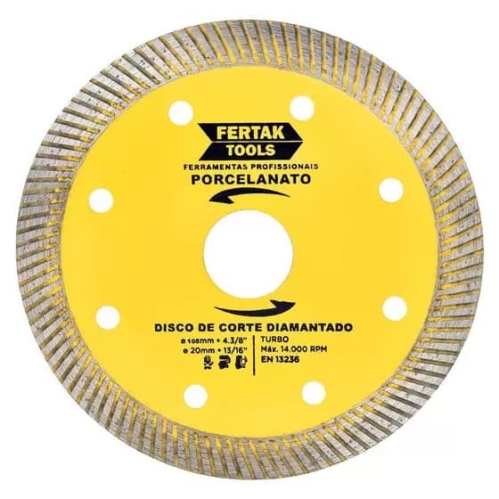 Disco de corte diamantado 105mm Para Porcelanato Fertak Corte Fino
