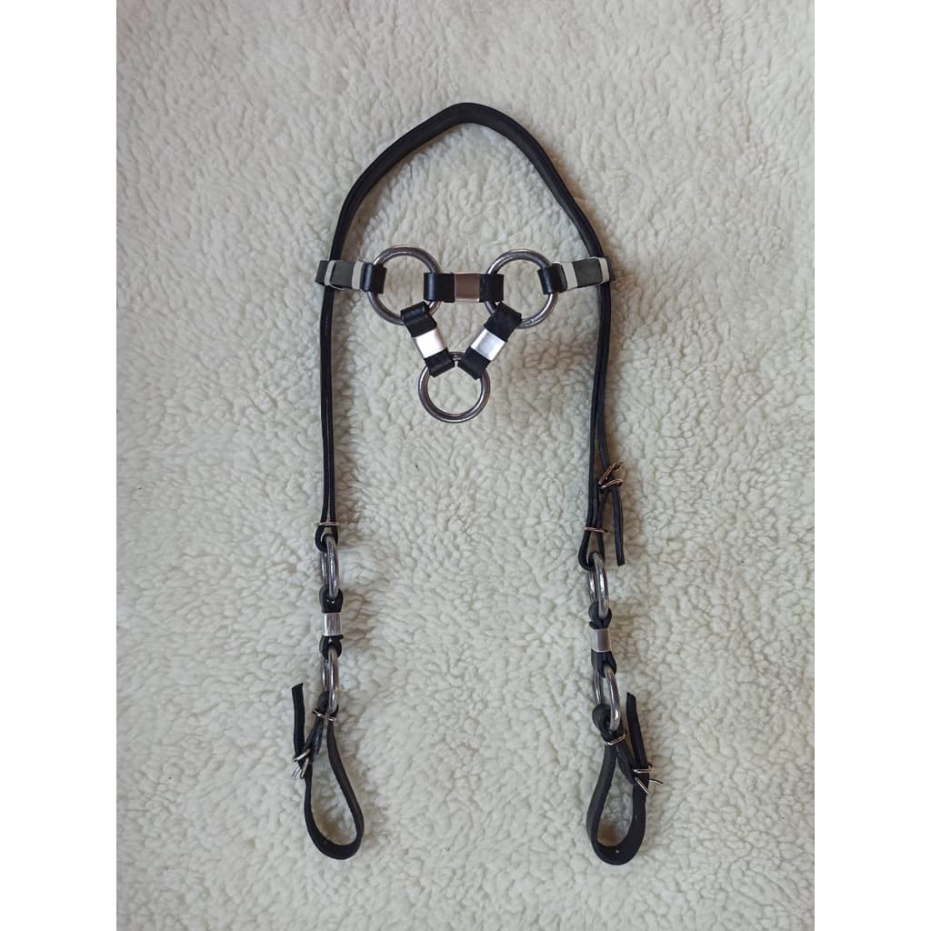Cabeçada De Couros 3 Argolas Para Cavalos