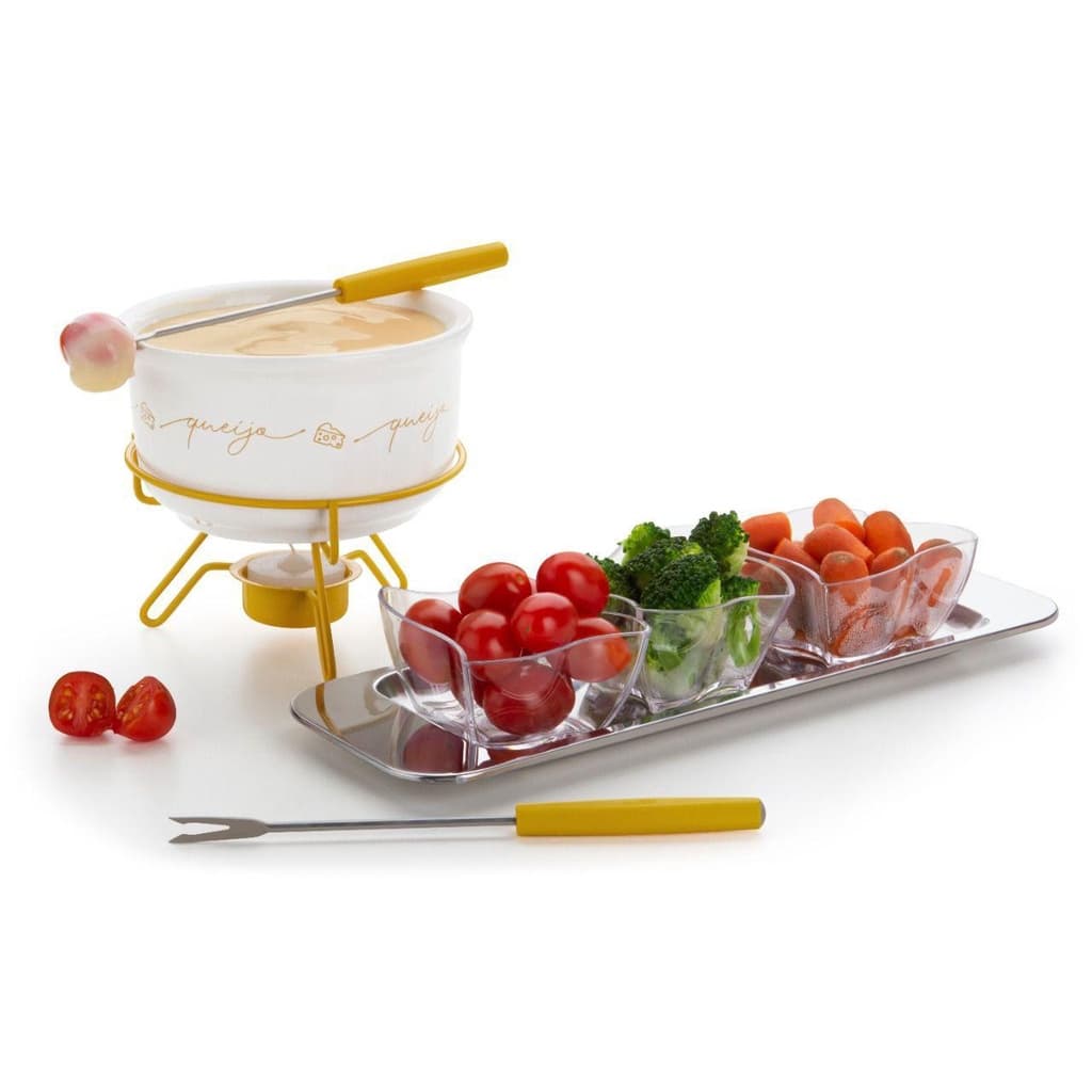 Aparelho Fondue Salgado Panela Cerâmica Base Inox Forma