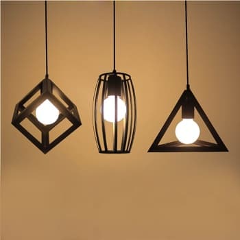 Pendente Lustre de teto Luminária Preto XLX LED Moderno Industrial Minimalista Geométrico e27