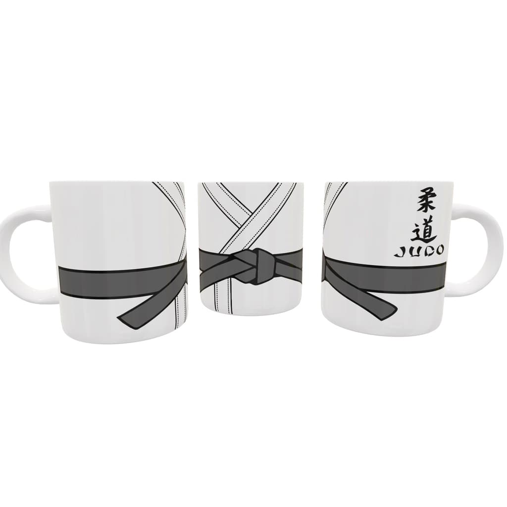 Caneca Porcelana Judo Karate Jiu Jitsu Faixa Cinza