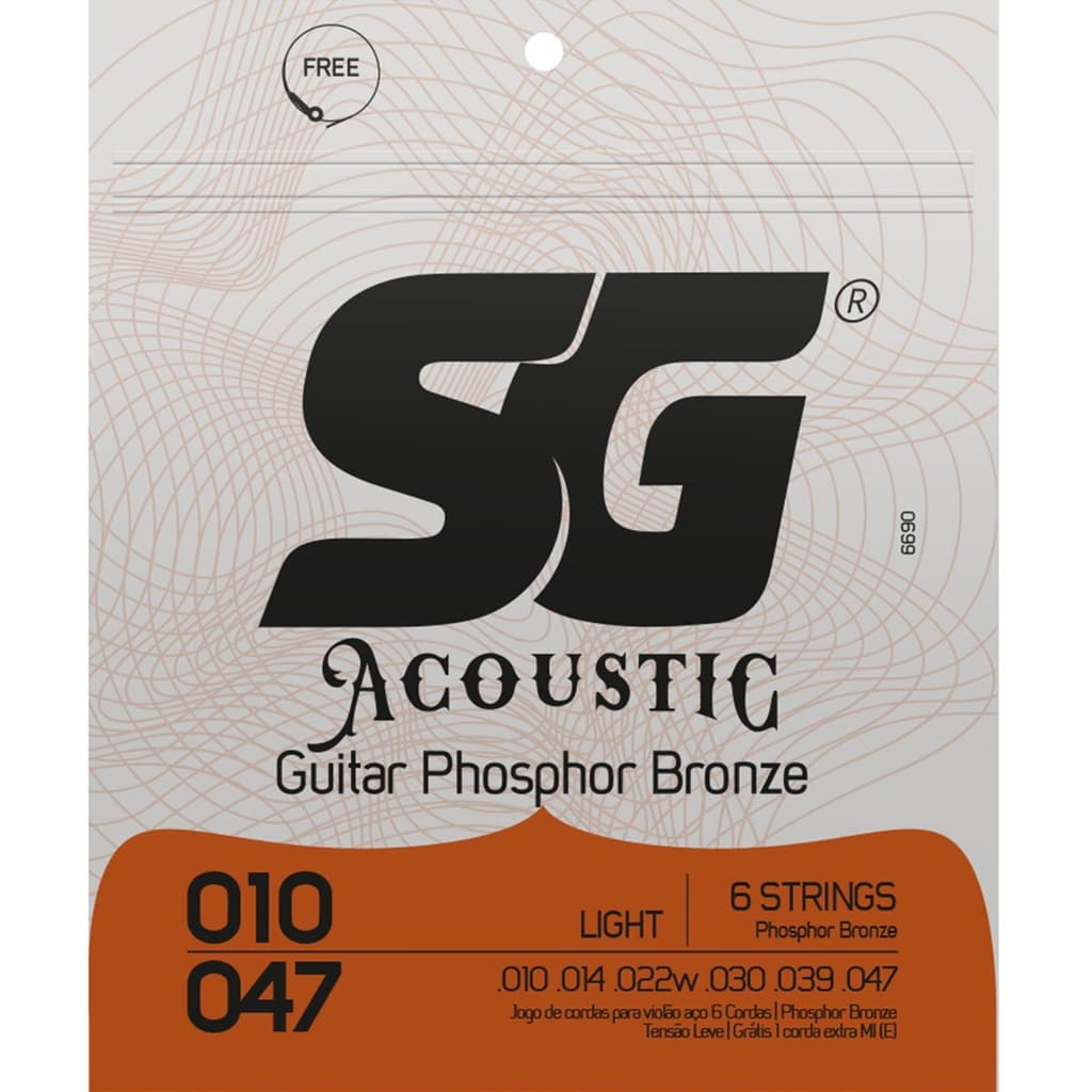 Encordoamento SG Phosphor Bronze Para Violão Aço 0.010 SG
