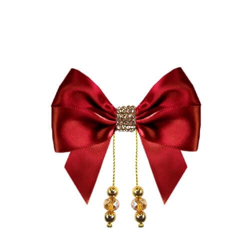 3 ou 6 Enfeites Laço Lux Vermelho Detalhe Ouro