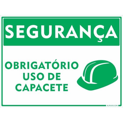 Placa Segurança Obrigatório Uso De Capacete 20x30cm Alumínio