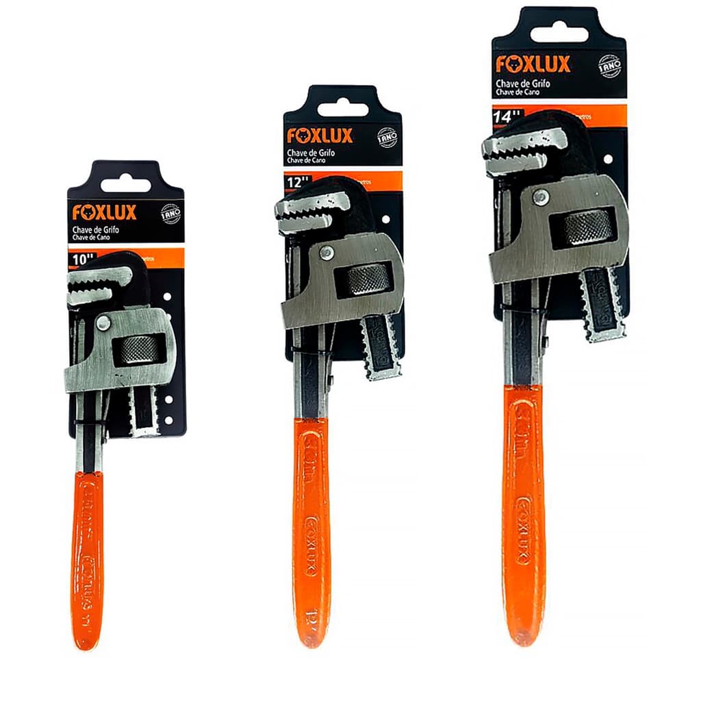 Chave de Grifo de Cano 10, 12 e 14 Polegadas, Profissional FOXLUX