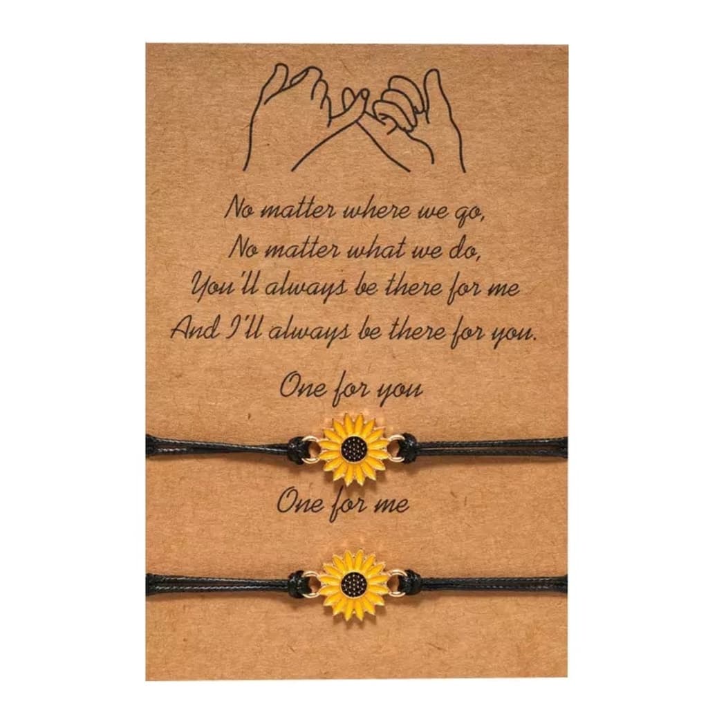 Pulseira Casal Amizade Fecho Girassol Detalhes Flor G8875