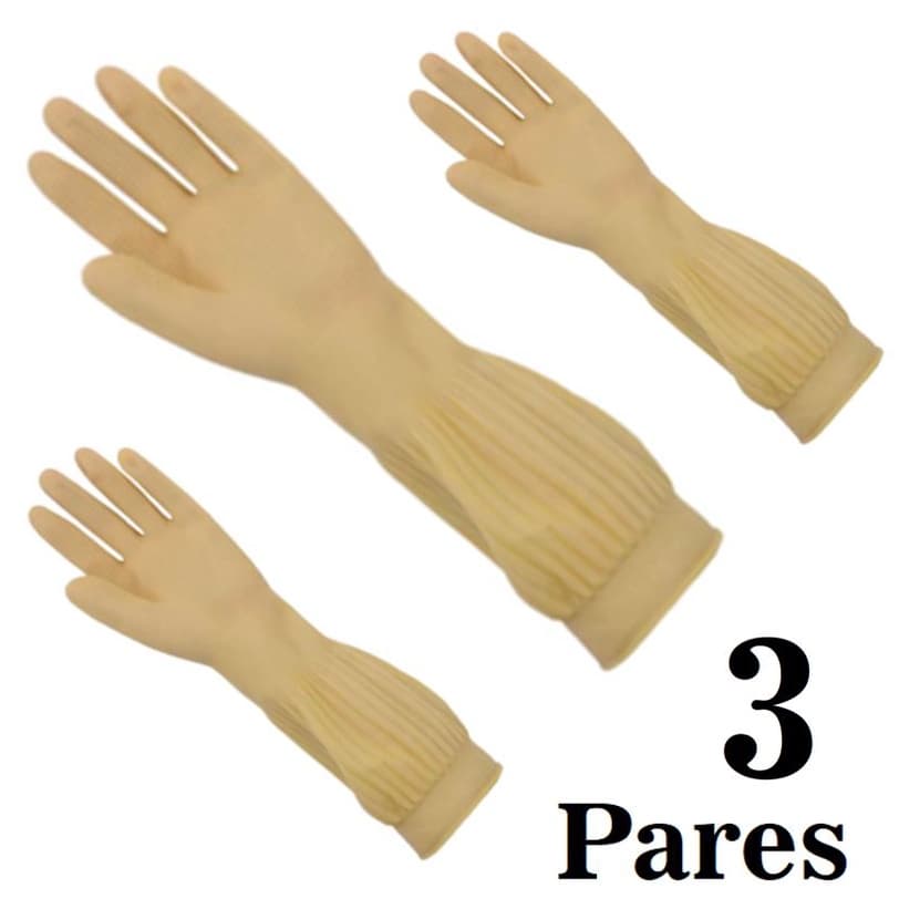 Kit 3 Pares Luva Ranhurada Bege Punho Longo Volk - CA15100
