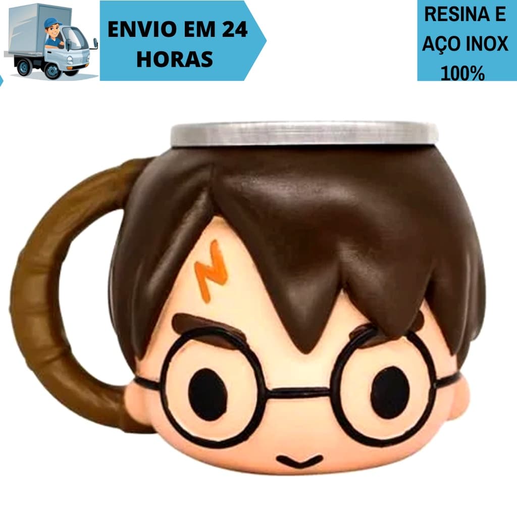 Caneca Harry Potter 3d de resina e inox 250ml original