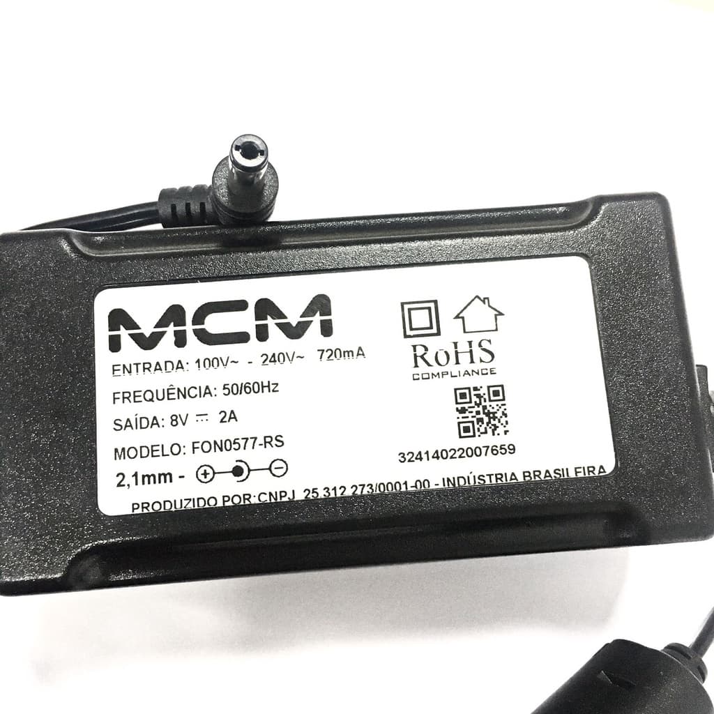 Fonte De Alimentação 8v 2a Bivolt Mcm + Oitinho PHINO