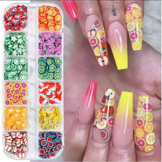 Kit Fimo Frutinhas Decoração Frutas Para Unhas