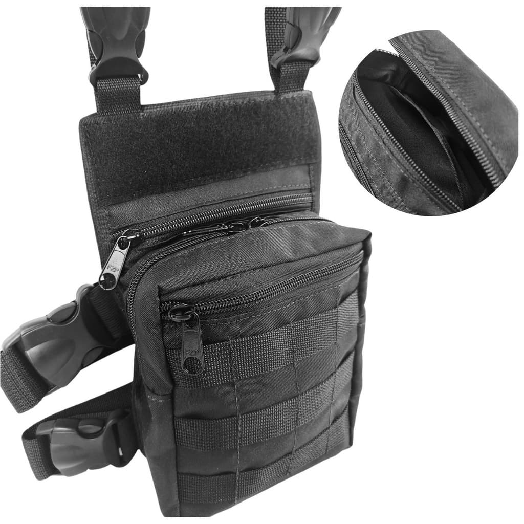 Pochete de Perna Bornal de velcro com ziper 3 compartimentos