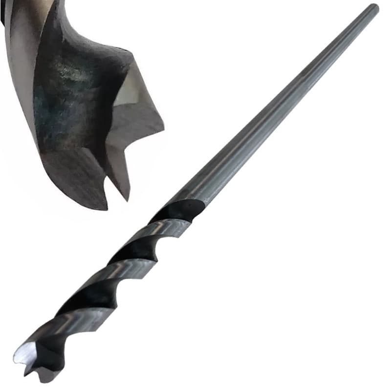 Broca mourão madeira longa 5/16" = 8 mm x 280 mm tipo três pontas em aço carbono