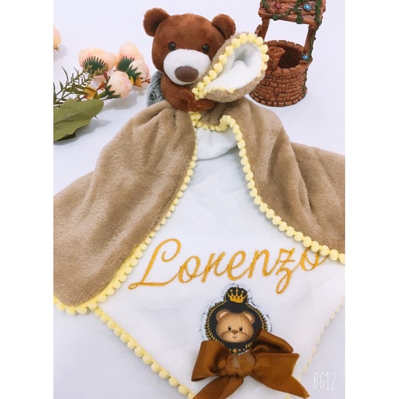 Naninha para bebê personalizada com nome (tema marrom claro)