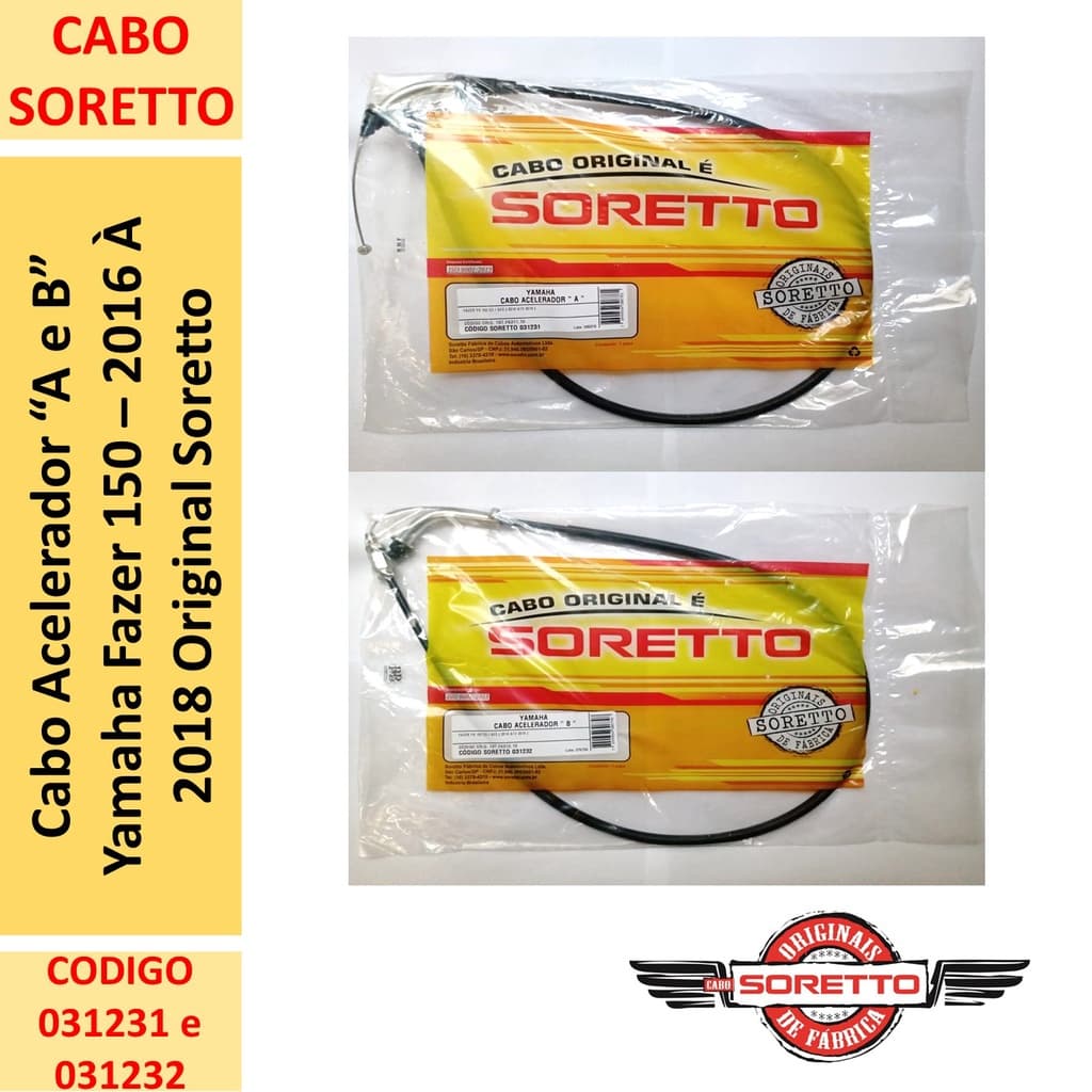 Cabo Acelerador A + B Yamaha Fazer 150 2016 Original Soretto