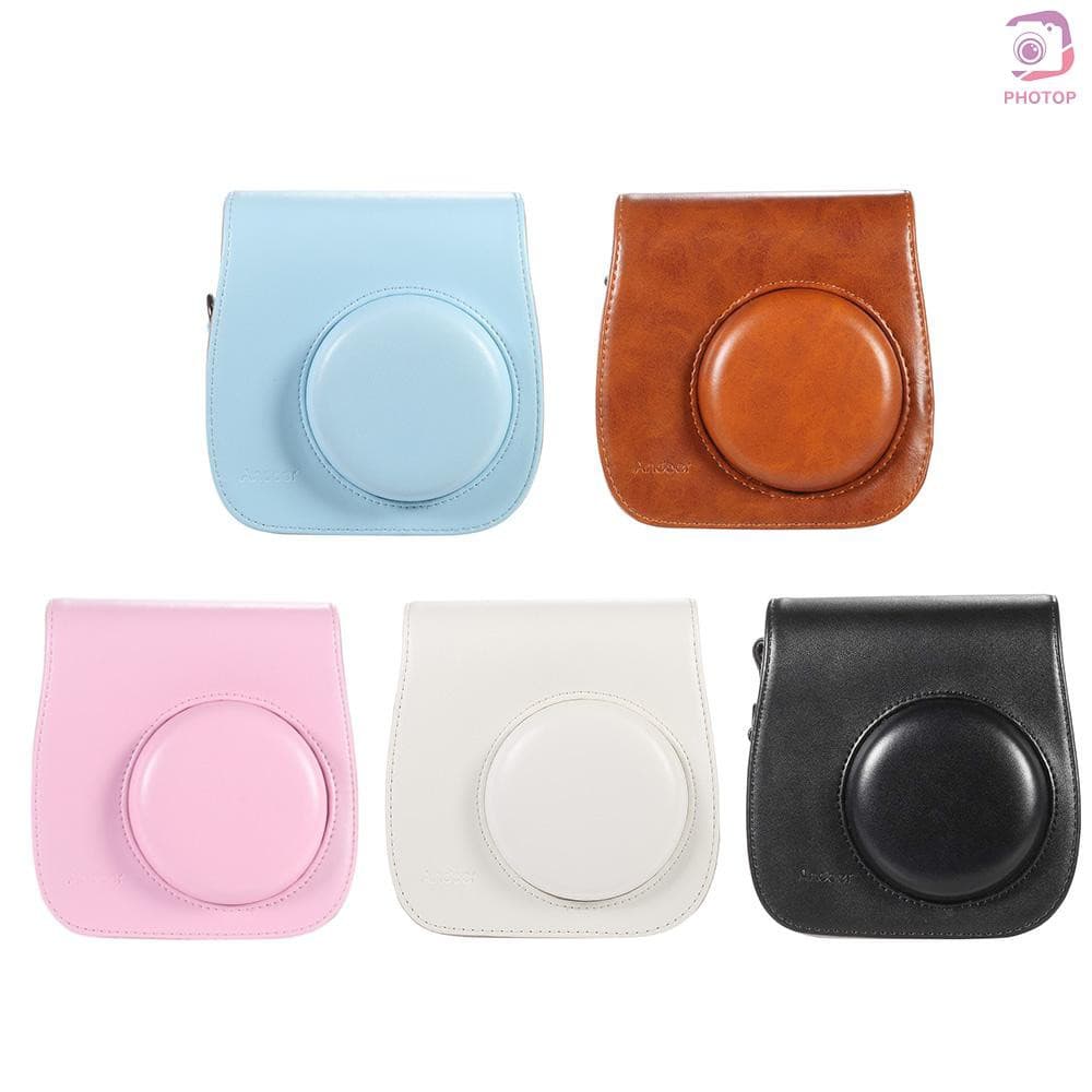 Pr * Andoer Couro Case Bag Capa Para Fuji Fujifilm Instax Mini 8 / 8 S / 8 + / 9 Bolsa De Ombro Único Saco
