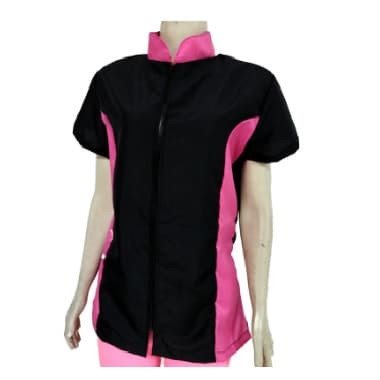 Jaleco de Tosador Preto com Rosa Anti Pelo Pet Shop Feminino
