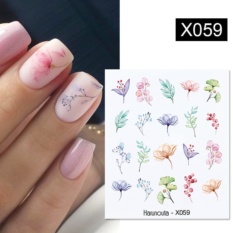 Harunouta Decalques De Água De Unhas Flor De Frutas Verão Deixa Adesivos De Transferência De Arte Decoração Para Polimento De Gel UV