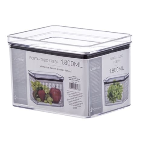 Pote Hermético em Acrílico Transparente 1800ml + Escorredor Interno