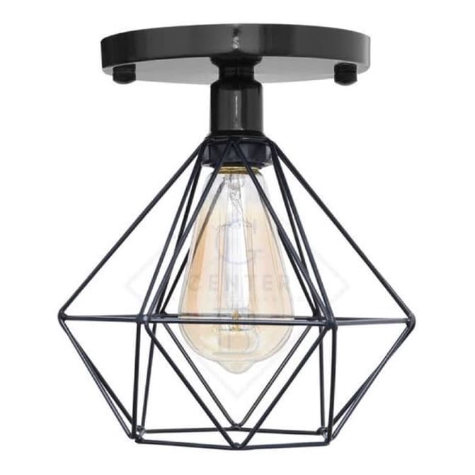 Lustre Teto Plafon Industrial Aramado Diamante Retrô Luminária Sobrepor Vintage