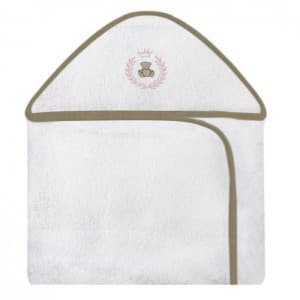 Toalha Com Capuz Bordada Urso Thed Rosa Forrada Com Tecido Toalha Fralda 100% Algodão
