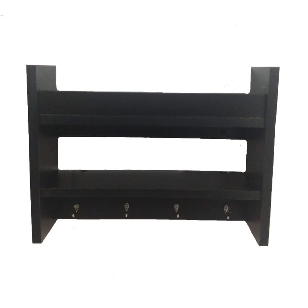 Prateleira Porta Temperos e Canecas Nicho para Cozinha em MDF Preto