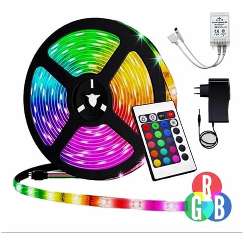 Fita Led 5050 Rgb Colorida 5mt 16 Cores Com Controle E Fonte