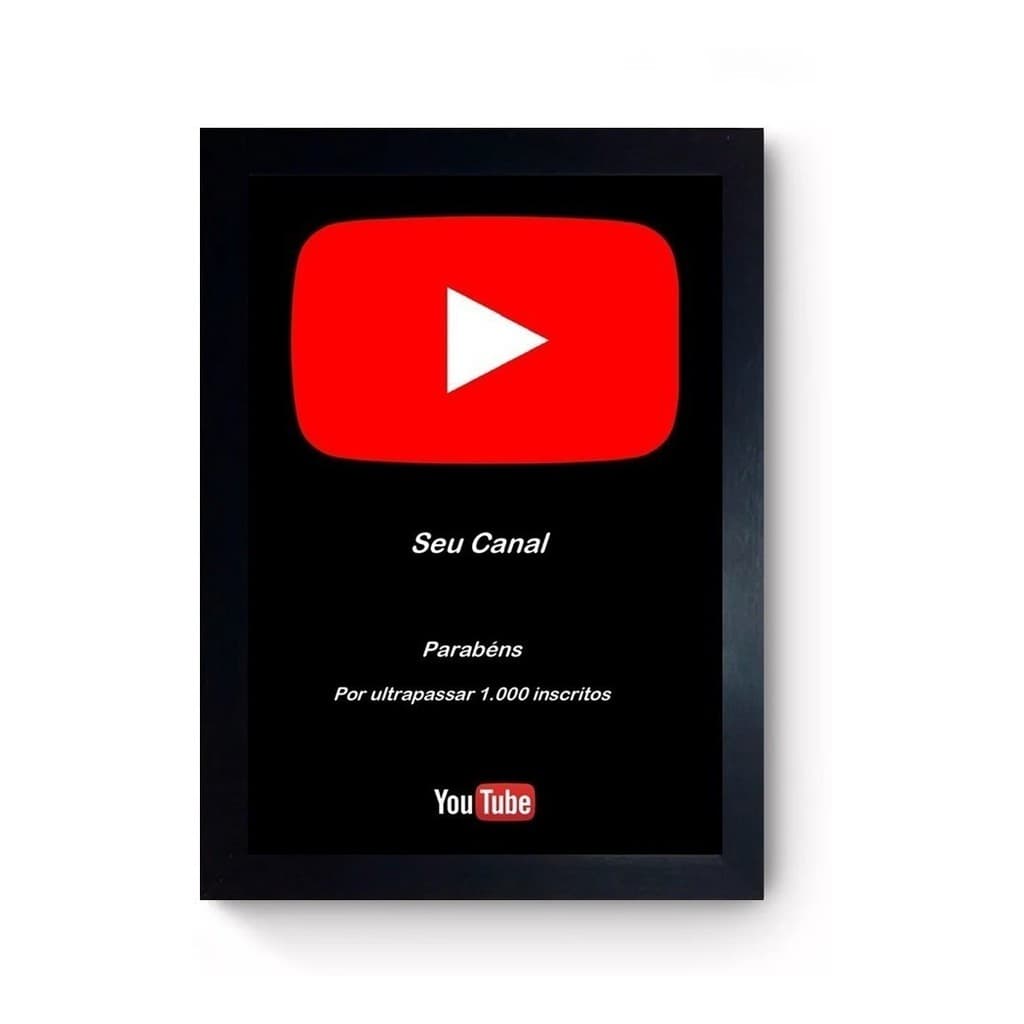 Quadro Placa 1.000 Inscritos Cenário Youtube Personalizado Nome Canal