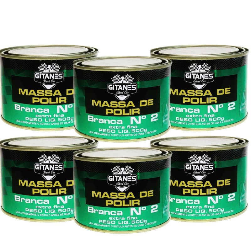 Kit 6 Massas De Polir Branca N2 Gitanes 500g - Polimento Automotivo Massa N2