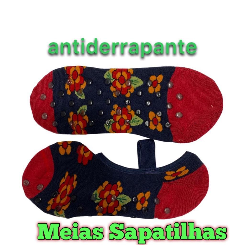Meia Sapatilha Academia Antiderapante Pilates Ioga Estampada