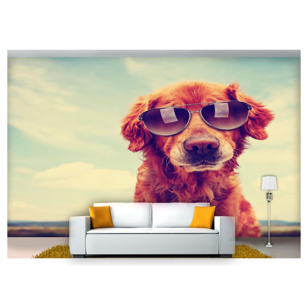 papel de parede Animais cachorro de óculos 3D 7,5m² ANM213