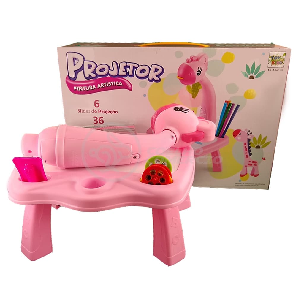 Projetor para Desenho Infantil Mesa Pintura De Projeção Magica Brinquedos Aprendizagem Girafa Rosa 18